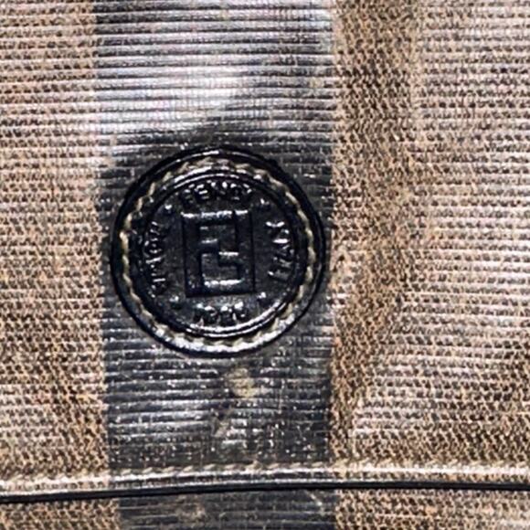 Authentic FENDI Vintage Crossbody Phone Pouch Bag Brown Black Canvas - Picture 5 of 14